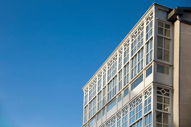 istock Retro style apartment building 158938838