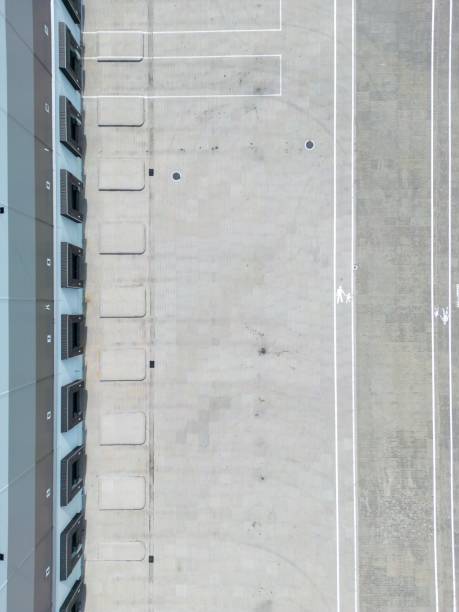istock Aerial view of a large warehouse complex in the evening 1589406042