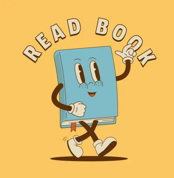 Vector illustration of Read books festival, bookcrossing, bookstore sale, ad poster in Retro cartoon style.