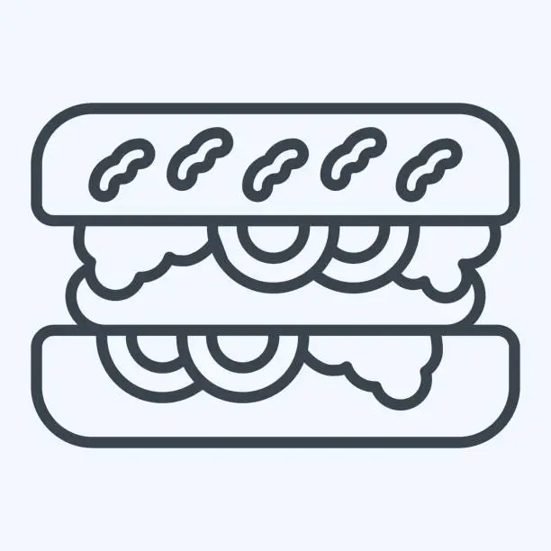 Vector illustration of Icon Choripan. related to Argentina symbol. line style. simple design editable. simple illustration