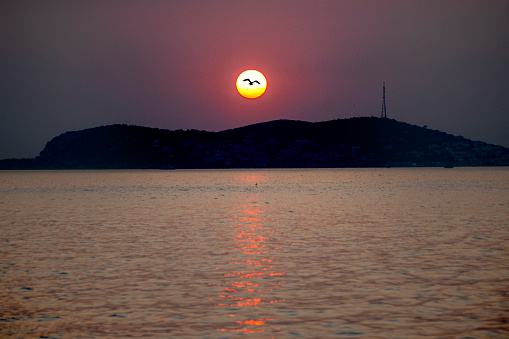Istanbul, Turkey : July 07, 2023: Beautiful sunset of the Istanbul, Turkey