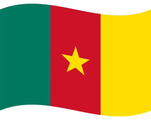 Vector illustration of Flag of Cameroon. Cameroon flag. Cameroon flag wave