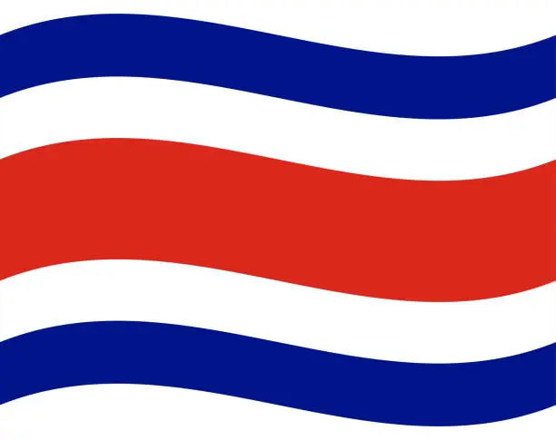 Vector illustration of Costa Rica flag. Flag of Costa Rica. Costa Rica flag wave