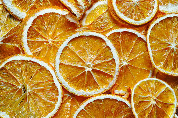 composition of dried orange slices stock photo