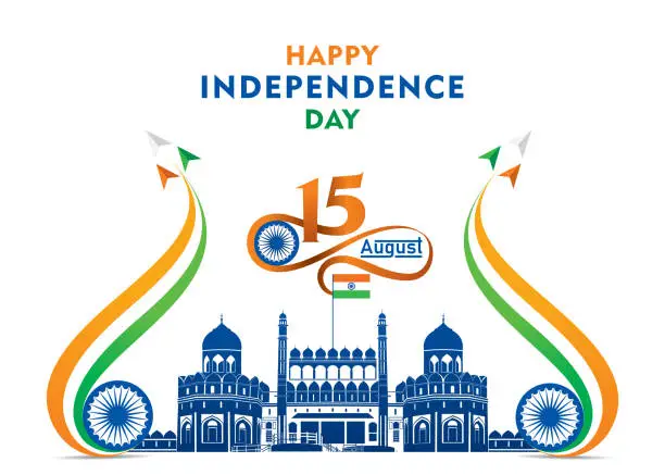 Vector illustration of Happy Independence day India.