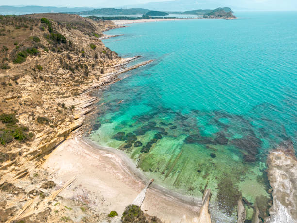 istock Idyllic Remote Beach Destination in Albania aerial view 1589481789