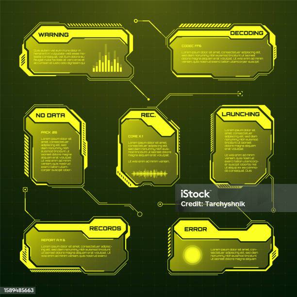 Warning Info Example Ui Yellow Futuristic Hud Ui Elements Scifi User Interface Text Boxes ...