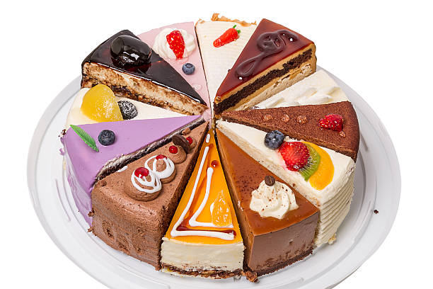istock Twelve different pieces of cake on white 158949203