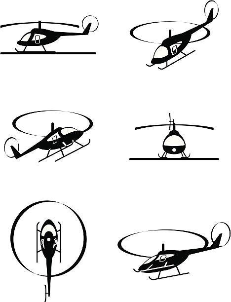 ilustraciones, imágenes clip art, dibujos animados e iconos de stock de helicópteros civil en perspectiva - global business taking off commercial airplane flying