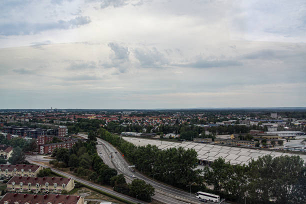 High angle view of city against sky