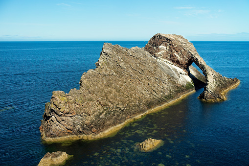 Sea stack in the north sea off the coast of Scotland