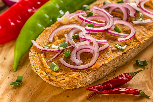 bacon cream bread stock photo