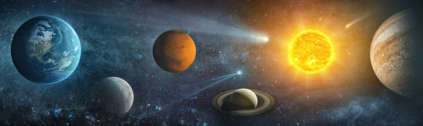 istock Sun, planet Earth, Mars, Jupiter, Saturn, Moon , galaxies, stars, comet, asteroid, meteorite, nebula. Space panorama of the universe. Elements of this image furnished by NASA 1589506597