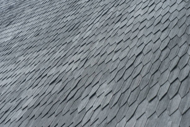 istock Roof shingles flat rectangular shapes ulin iron wooden material rooftop traditional culture Indonesia 1589515142