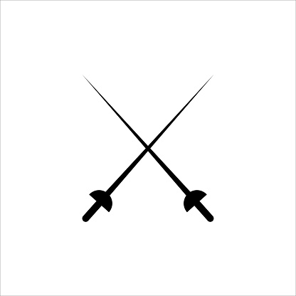 Crossed fencing epee icon vector illustration symbol