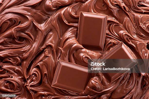 Melted Chocolate Background Stock Photo - Download Image Now - Backgrounds, Block Shape, Broken