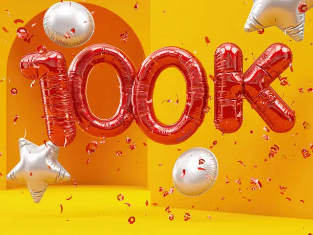 Photo of 100K Celebration with Letter Balloons  and Confetti