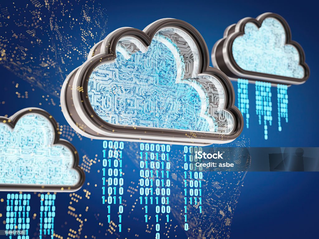 Cloud Computing Concept Digital Cloud Raining Binary Code Stock Photo ...
