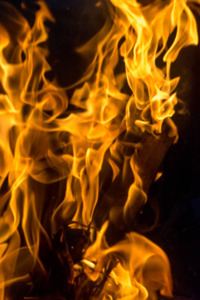 High temperature flame fire red and yellow colors full frame extremly hot