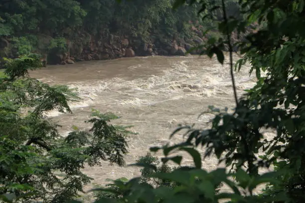 Photo of Beautiful view of river Ganga passing through mountain valleys.