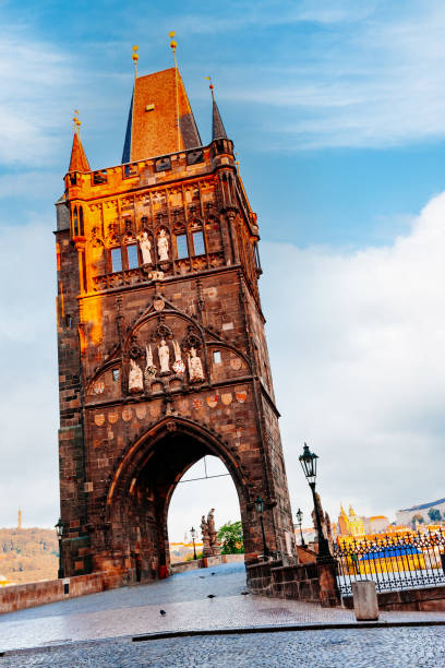 The Old Town Bridge Tower at the east end of Charles Bridge in Prague, Czech Republic.