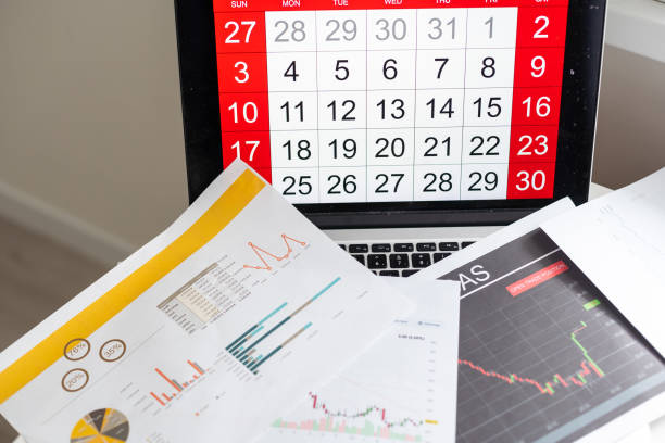 wall calendar with pen closeup and macro. High quality photo