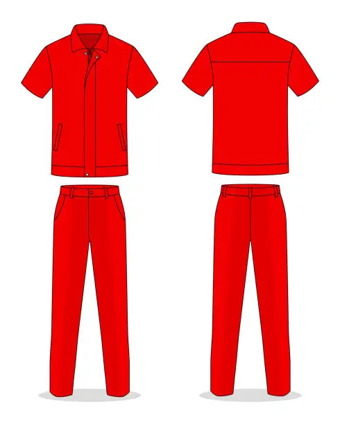 Vector illustration of Red technician workshop uniform template on white background