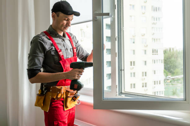 istock Portrait of professional construction worker with tool belt indoors 1589747986