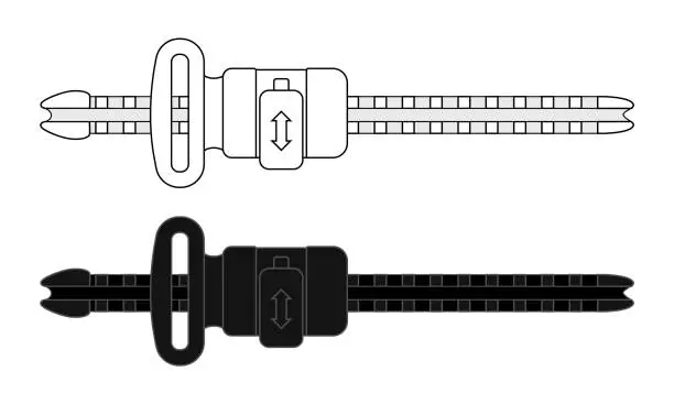 Vector illustration of White-black adjustable plastic buckle zipper cap template on white background