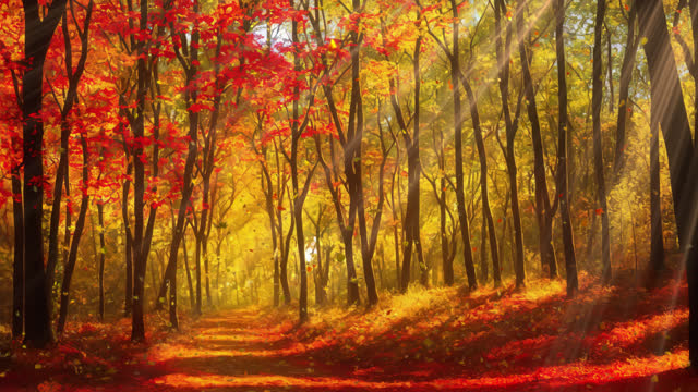 The Autumn Forest, Anime seamless Background.