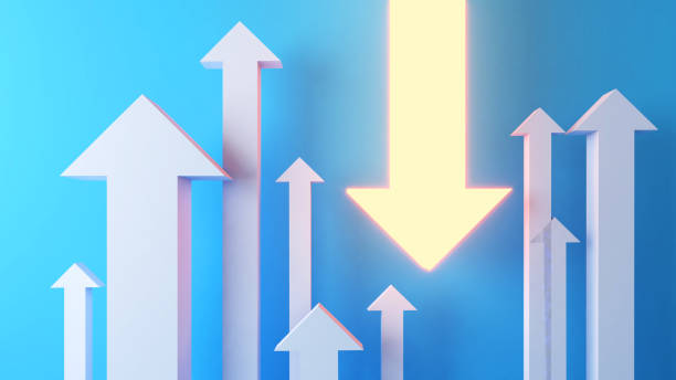 istock heading arrow For the most part, go the other direction.Different walking and counterflow options , unique , 3d rendering 1589767667