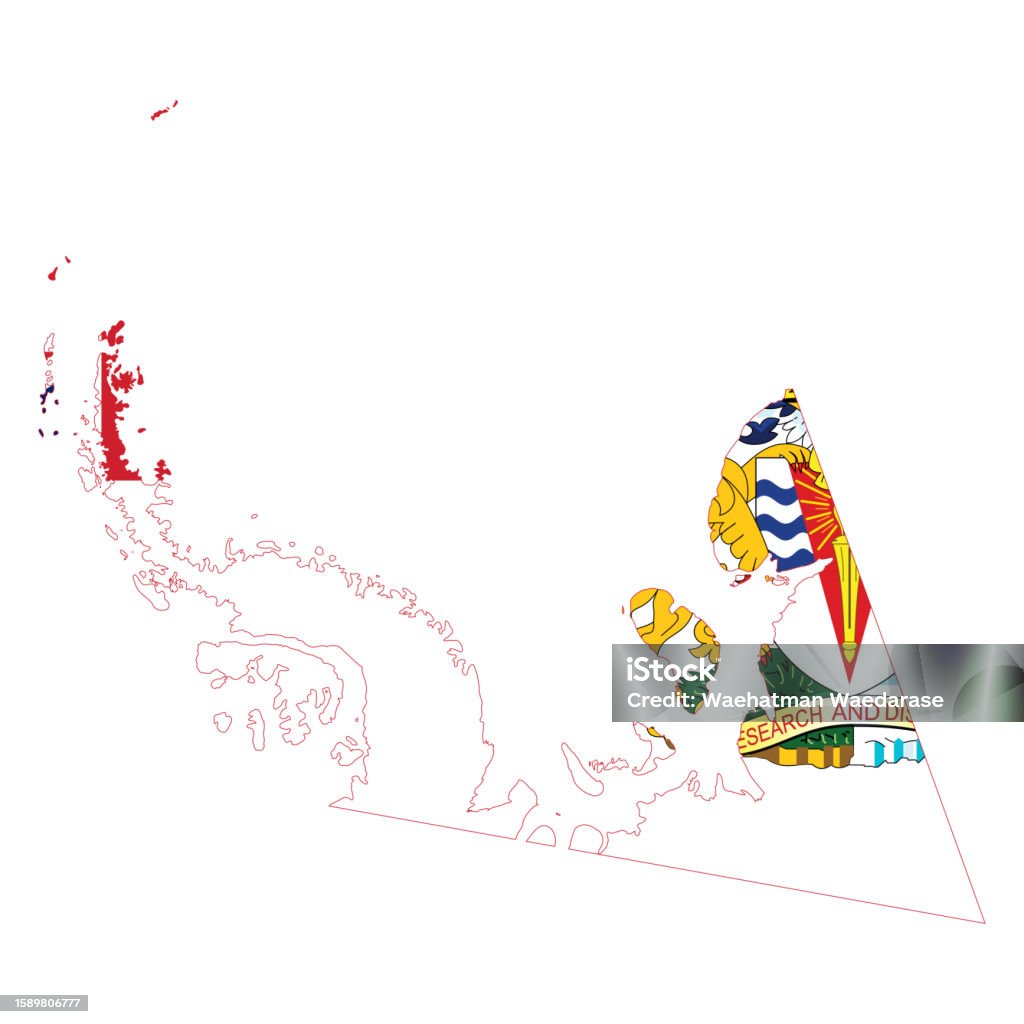 British Antarctic Territory Map Flag Vector Design Isolated On White