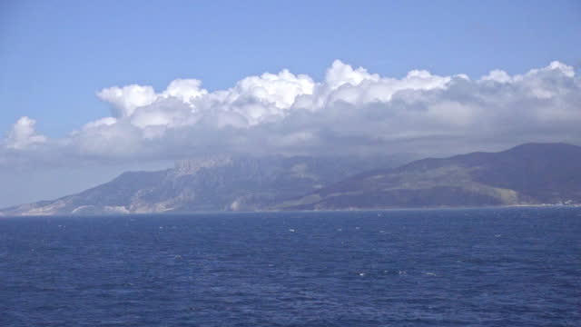 View of the mountainous coast south of Spain in the Strait of Gibraltar