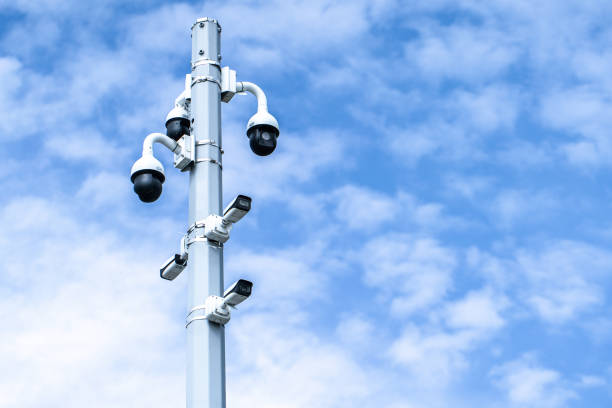 istock Outdoor security cameras on the street pole 1589832323