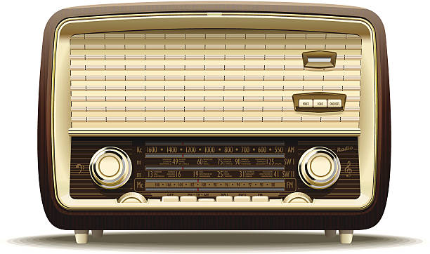 Old radio Realistic illustration of an old radio receiver of the last century. radio clipart stock illustrations