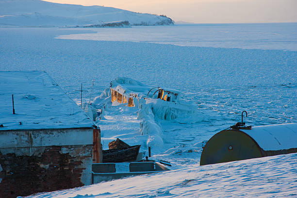 istock rusty ship frozen in the ice 158988056