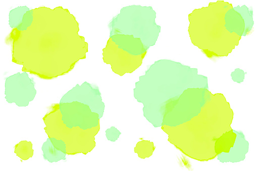 Abstract Watercolor Brush Strokes Background - Pastel Green Aqua Circular Shapes - Hand-painted