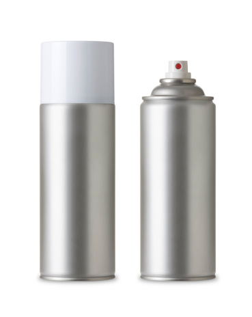 Blank aluminum spray Bottle isolated on white background, 