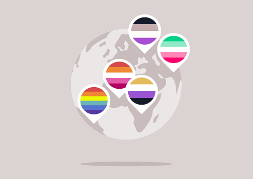 Maps Inclusive Flag A Globe Highlighting Lgbtq Inclusive Destinations With Pins Colored As ...