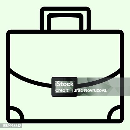 istock Briefcase line icon. Student personal case outline style pictogram on white background. Handle diplomat bag for studying or work mobile concept web design. Vector graphics. 1589936612