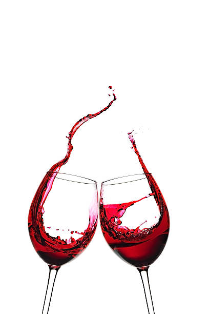 istock Red wine two glass up pouring 158994915