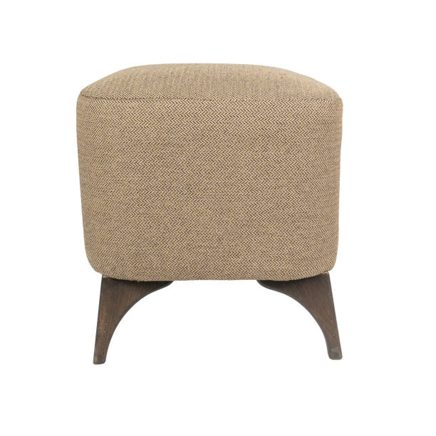 istock Padded Foot Stool Fabric Pouf with Wooden Legs Isolated on a White Background 1589950783