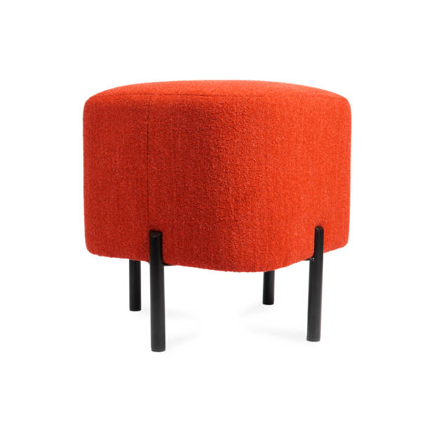 istock Red Padded Foot Stool  Fabric Pouf isolated on a White Background 1589951912