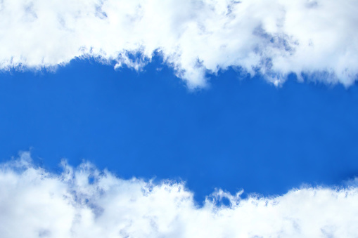 Blue sky background with fluffy clouds and copy space,pattern clouds beautiful on blue sky