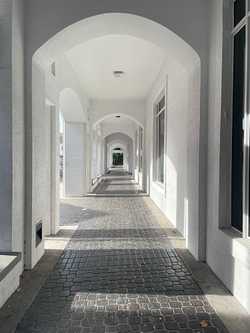 White Empty Arched Corridor