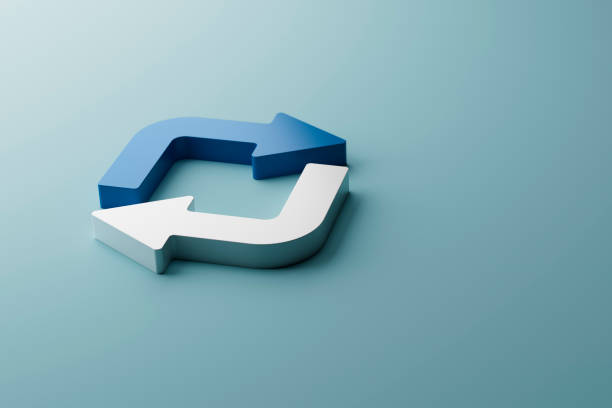Arrows in circle representing currency exchange rate concept image.