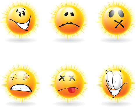 Sun icons with different faces.
