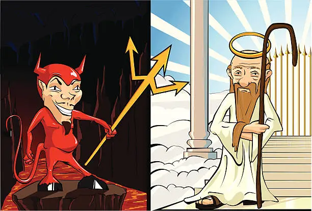 Vector illustration of Heaven and Hell