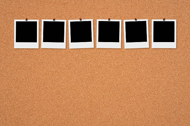 Polaroid Frames & Thumbtacks Polaroid Frames on Bulletin Board. number 6 photos stock pictures, royalty-free photos & images