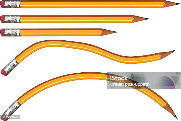 Ołówki - Stockowe grafiki wektorowe i więcej obrazów Ołówek - Ołówek, Wygięty, Zwinięty - Opis fizyczny